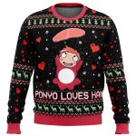 Studio Ghibli Ponyo Loves Ham Ugly Christmas Sweater – Miyazaki Inspired Festive Wear