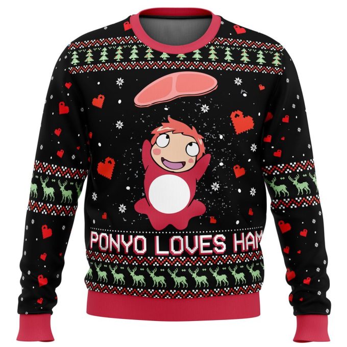 Studio Ghibli Ponyo Loves Ham Ugly Christmas Sweater – Miyazaki Inspired Festive Wear