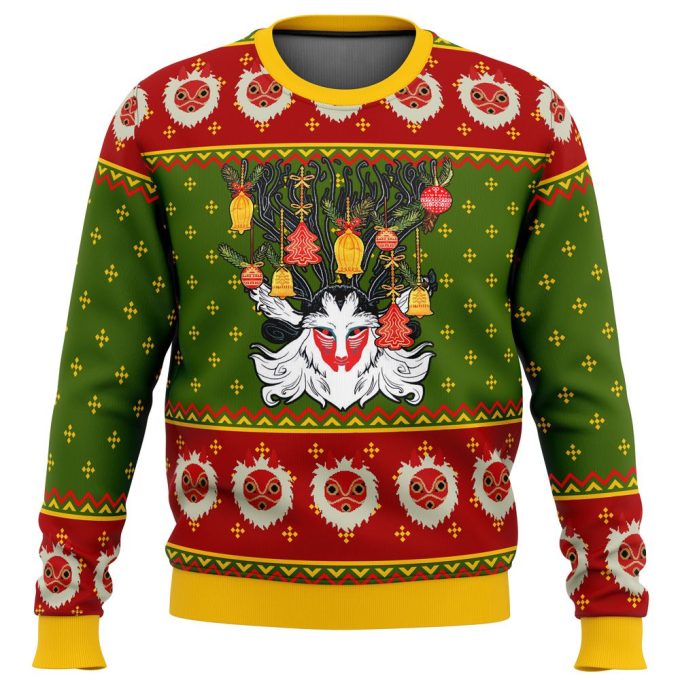 Get Festive with Studio Ghibli Princess Mononoke Xmas Forest Spirit Sweater