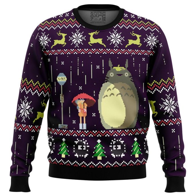 Studio Ghibli Totoro Rain Ugly Christmas Sweater – Miyazaki Inspired Festive Attire