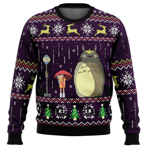 Studio Ghibli Totoro Rain Ugly Christmas Sweater - Miyazaki Inspired Festive Wear