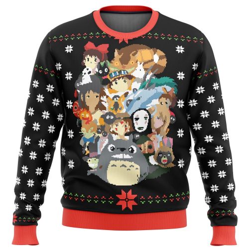 Studio Ghibli Xmas Main Ugly Christmas Sweater: Festive Anime-Inspired Design