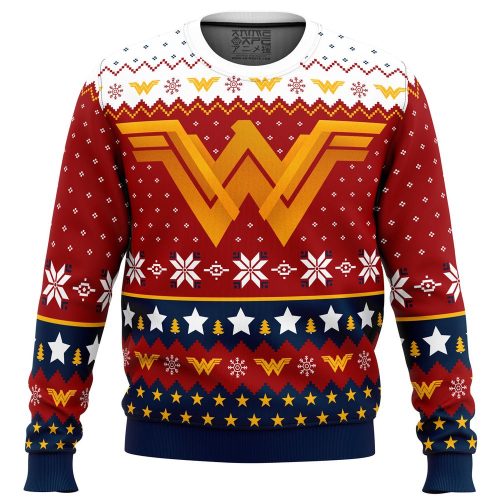Super Heroes Wonder Woman Ugly Christmas Sweater – Festive and Fun Holiday Apparel