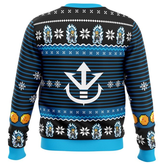 Get Festive with Super Saiyan Blue Vegeta Ugly Christmas Sweater – Limited Edition!