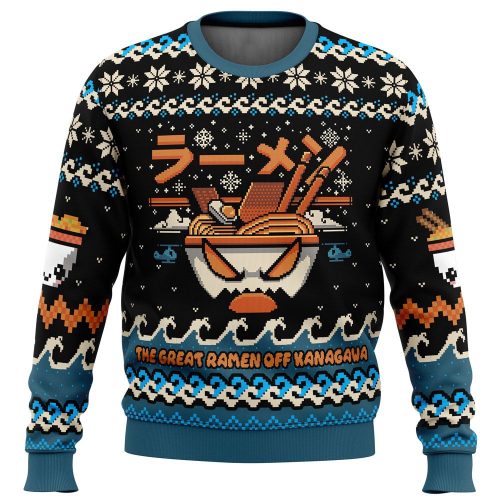 Get Festive with The Great Ramen Off Kanagawa Ugly Christmas Sweater – Perfect for Ramen Lovers!