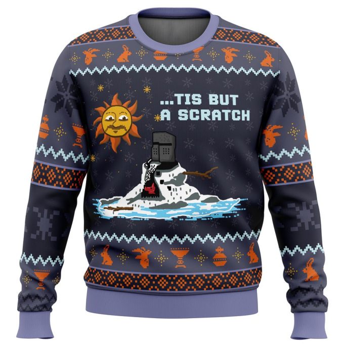 Get Festive with the Melting Knight Monty Python Ugly Christmas Sweater – Limited Edition