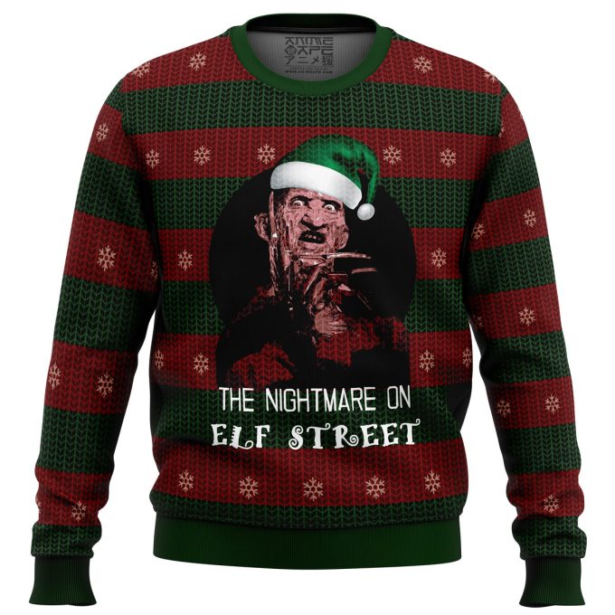 Freddy Krueger Nightmare On Elf Street Ugly Christmas Sweater – Festive Horror Apparel