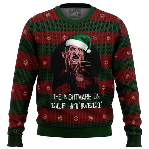 Freddy Krueger Nightmare On Elf Street Ugly Christmas Sweater – Festive Horror Apparel