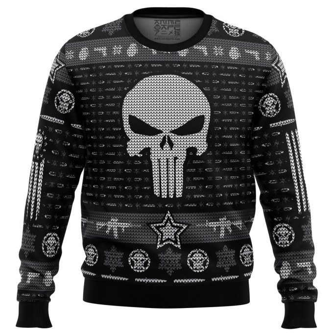 Get Festive with The Punisher Ugly Christmas Sweater Print – Limited Edition