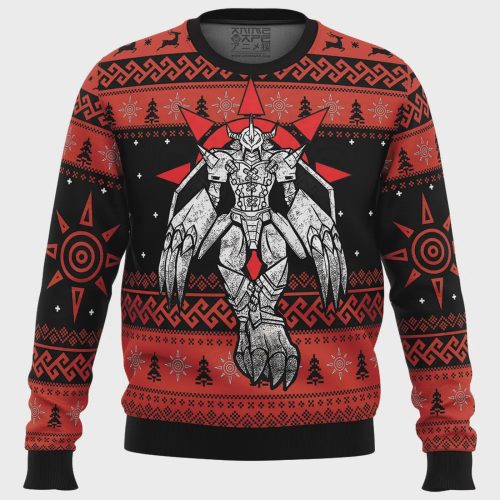 The Strongest Dragon Wargreymon Digimon Ugly Christmas Sweater