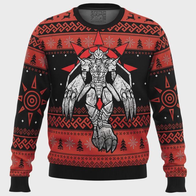 The Strongest Dragon Wargreymon Digimon Ugly Christmas Sweater