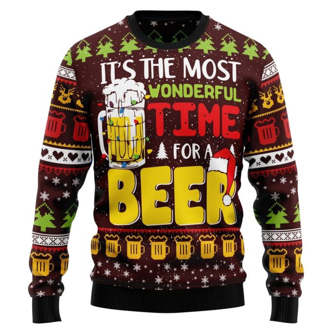 Time for Beer Christmas Crewneck Sweater – Ugly Lover Xmas Gift