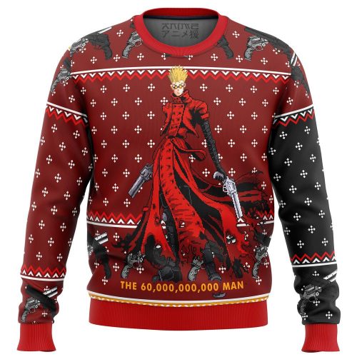 Get Festive with Trigun Vash the Stampede Ugly Christmas Sweater – Unique Anime Holiday Attire!