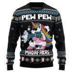 Unicorn Pew Pew Christmas Crewneck Sweater – Ugly Xmas Jumper Holiday Pullover