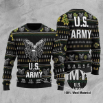2022 Unifinz Veteran Sweater: U S Army Black White Christmas Ugly Sweater