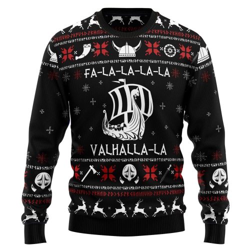 Valhalla Viking Ugly Christmas Sweater - Festive Unisex Crewneck