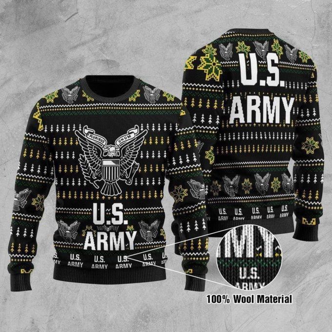 United States Army Veteran Christmas Ugly Sweater – Black & White Design