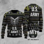 United States Army Veteran Christmas Ugly Sweater – Black & White Design