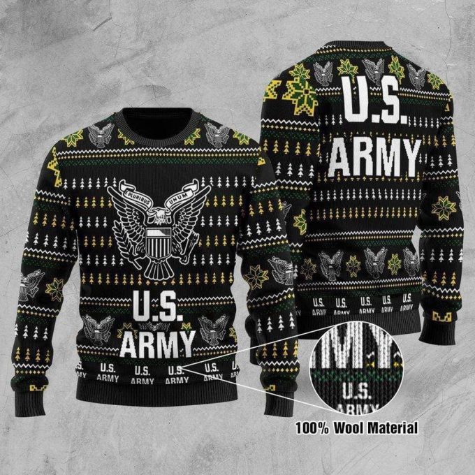 US Army Veteran Christmas Ugly Sweater – Black & White Design for Veterans