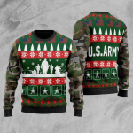 US Army Camo Green Veteran Christmas Ugly Sweater – Show Your Patriotism & Style!