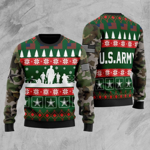 Army Camo Green Veteran Christmas Ugly Sweater – Show Your Patriotism!