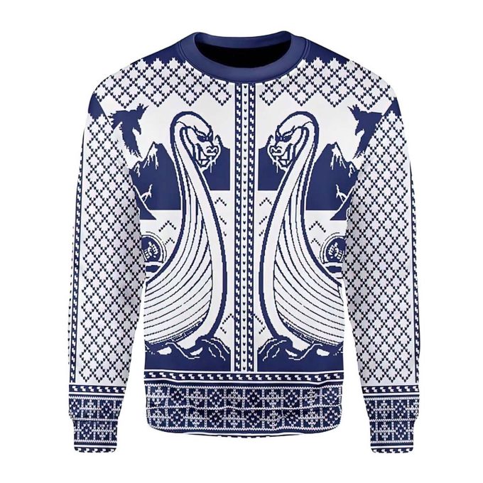 Viking Dragon Boat Christmas Sweater