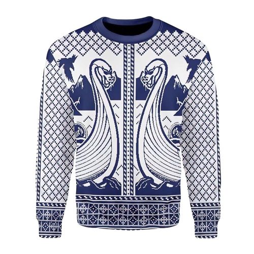 Viking Dragon Boat Christmas Sweater