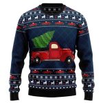 Vintage Red Truck Christmas Crewneck Sweater – Ugly Xmas Sweater – Unisex Outfit