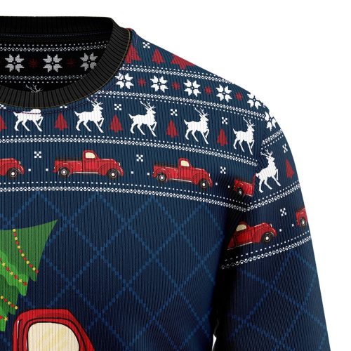 Vintage Red Truck Christmas Crewneck Sweater – Ugly Xmas Sweater – Unisex Outfit