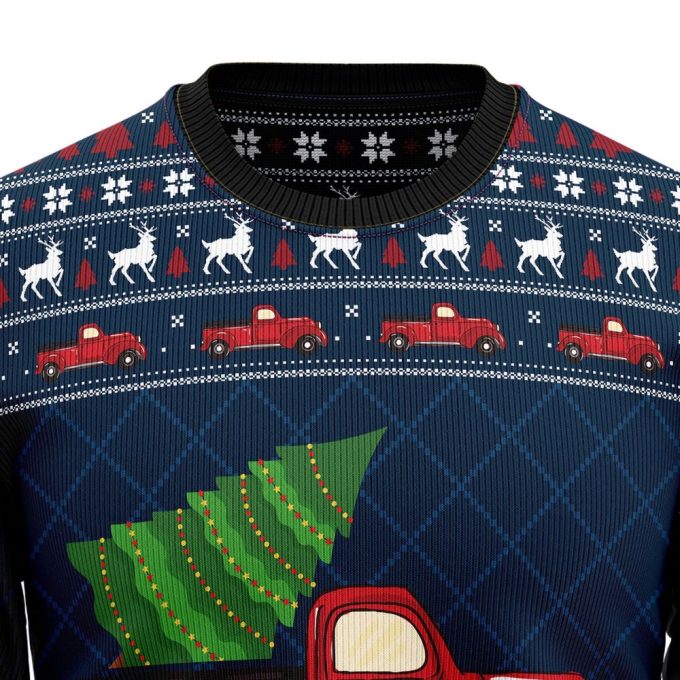Vintage Red Truck Christmas Crewneck Sweater – Ugly Xmas Sweater – Unisex Outfit