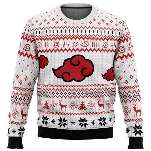 Get Festive with the White Christmas Akatsuki Sweater - Perfect for a Stylish Holiday Look!