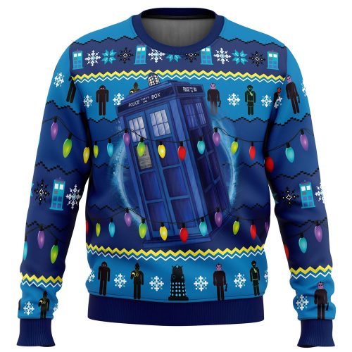 Get Festive with WHO’S Outside Doctor Who Ugly Christmas Sweater – Perfect for Fans!