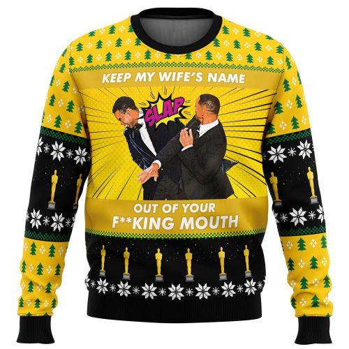 Viral Will Smith Slaps Chris Rock Meme Ugly Christmas Sweater – Trendy & Hilarious Holiday Attire