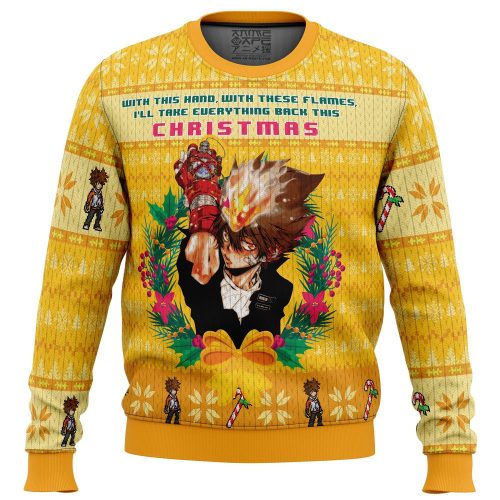 Stylish Katekyo Hitman Reborn Ugly Christmas Sweater: Handcrafted Flames & Festive Design