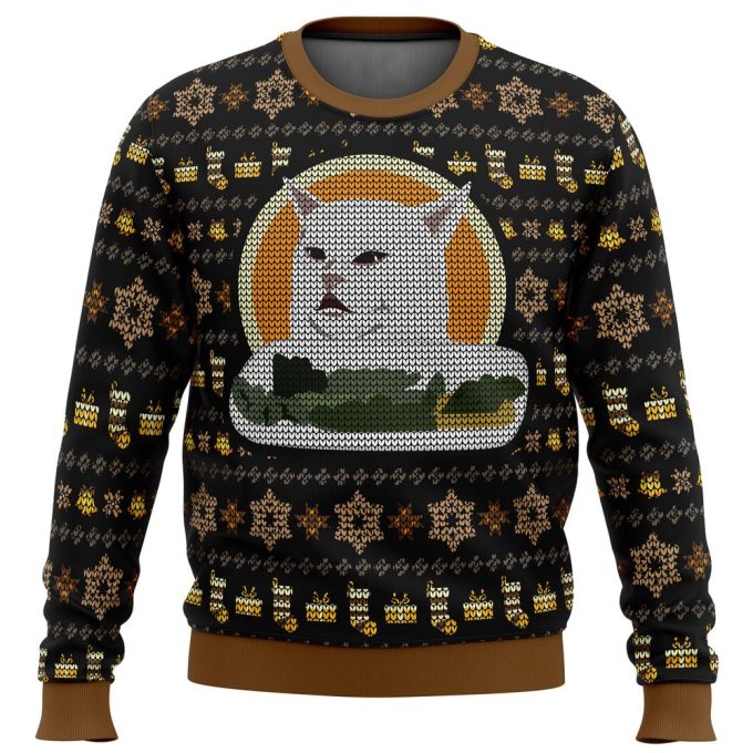 Get Festive with Woman Yelling At Cat Meme V2 Ugly Christmas Sweater – Perfect Holiday Gift!
