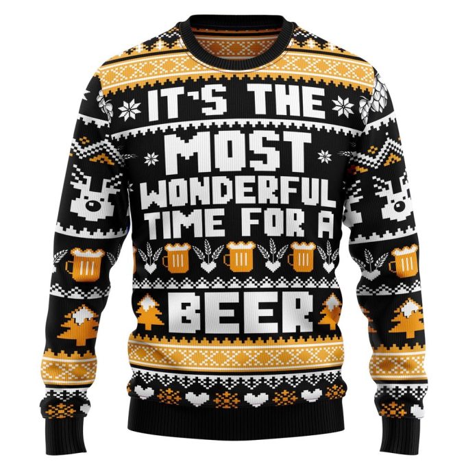 Get Festive with our Wonderful Time for a Beer Christmas Crewneck – Ugly Sweater