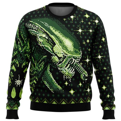 Get Festive with Xenomorph Alien Ugly Christmas Sweater - Unique Holiday Attire