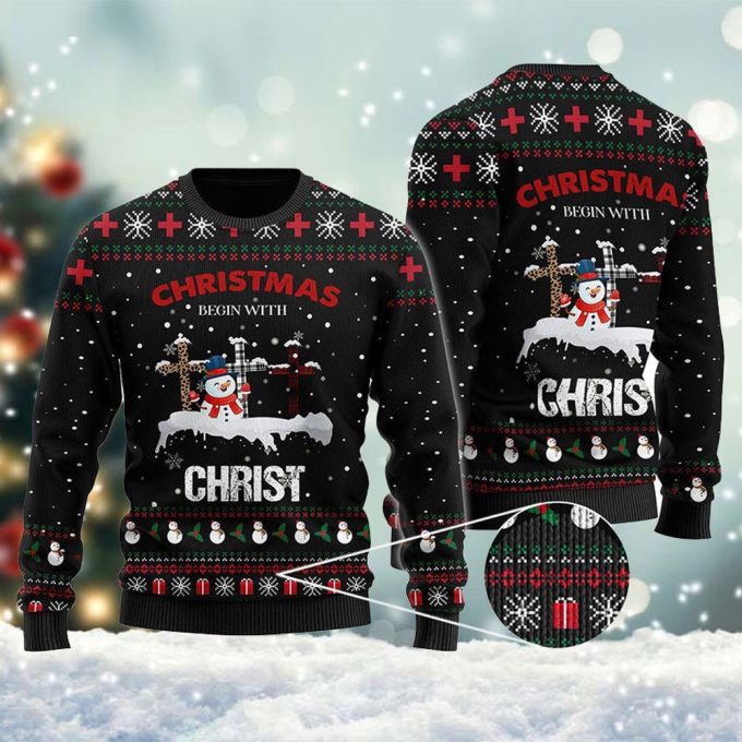 Embrace the Holiday Spirit with the Xmas Begin With Christ Ugly Sweater