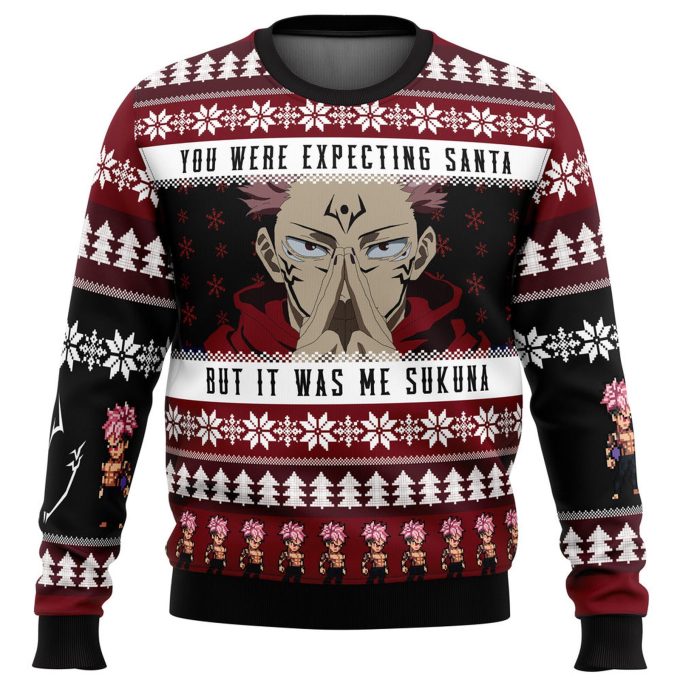 Get Festive with Santa Sukuna Jujutsu Kaisen Ugly Christmas Sweater