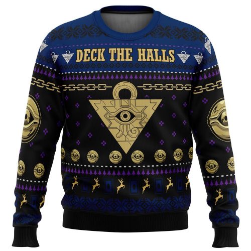 Yugioh Deck the Halls Ugly Christmas Sweater: Festive Gaming-inspired Apparel