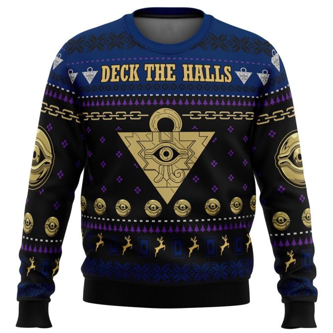 Yugioh Deck the Halls Ugly Christmas Sweater: Festive Gaming-inspired Apparel