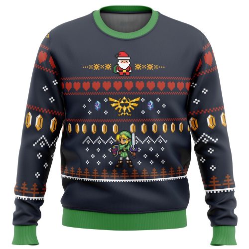 Get Festive with Zelda Santa Link Ugly Christmas Sweater – Limited Edition Fun for Gamers!