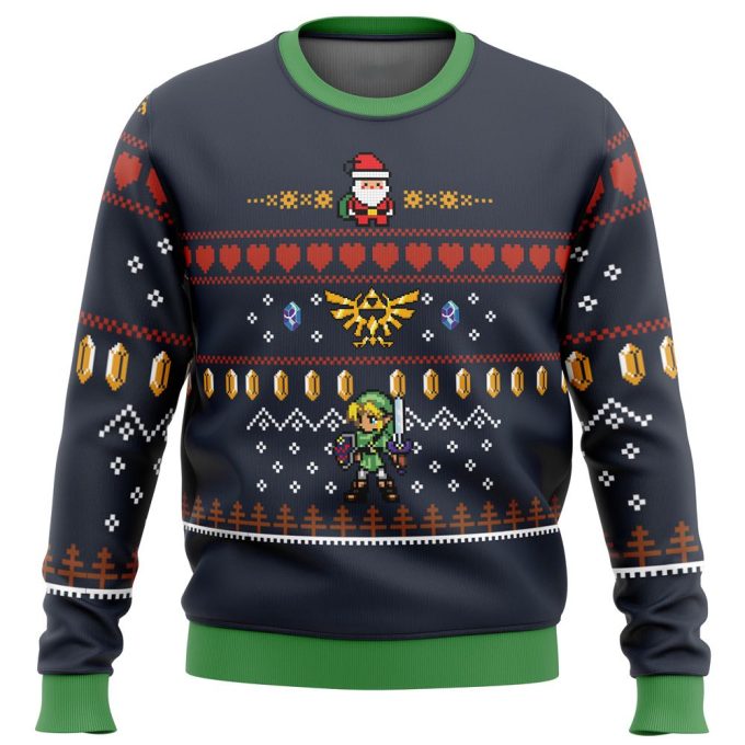 Get Festive with Zelda Santa Link Ugly Christmas Sweater – Limited Edition Fun for Gamers!
