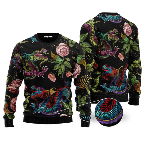 Dragons Flower Ugly Christmas Sweater 3D Printed Best Gift For Xmas UH1085 3D AOP Shirt