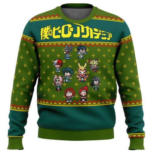 My Hero Academia Anime Sprites 16 Ugly Sweater Gifts – Perfect for Fans!