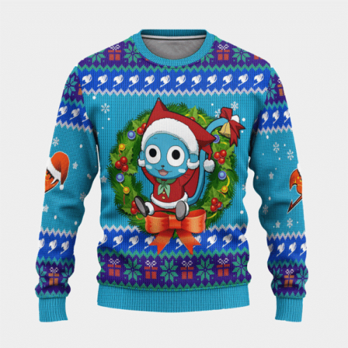 Fairy Tail Anime Happy 18 Ugly Sweater Gifts – Perfect Fairy Tail Anime Gift for Fans
