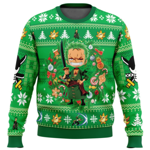 Christmas Roronoa Zoro Ugly Sweater: Perfect One Piece Anime Gift for Fans