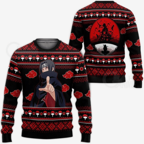 Shop Akatsuki Itachi Naruto Anime 11 Ugly Sweater Gifts – Perfect Akatsuki Naruto Anime Gift for Fans!
