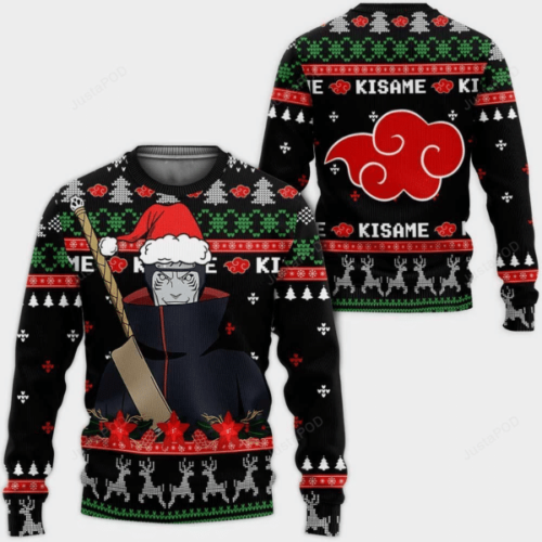 Get in the Holiday Spirit with Akatsuki Kisame Naruto Anime Ugly Sweater – Perfect Gift for Fans!