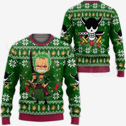 Get Stylish with One Piece Anime Roronoa Zoro Ugly Sweater – Perfect Gift for Fans!